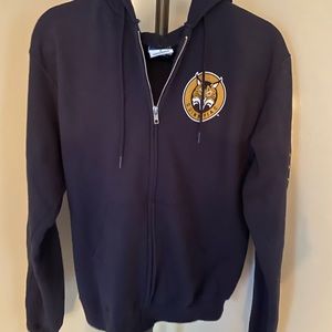 Quinnipiac College Logo Zip up Hooded Sweatshirt